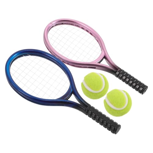 PHENOFICE Mini-Tennisschläger- und Ballset – Puppenhaus-Sportzubehör, Maßstab 1:12, Kunststoff, DIY-Bastelmodell, Requisiten, Fotografie-Spielzeug für Kinderprojekte von PHENOFICE