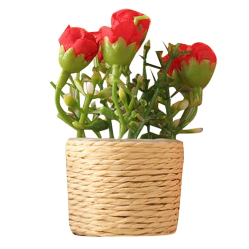 PHENOFICE Mini Topfpflanze Mit Roter Rose, Puppenhauszubehör, Mini Bonsai Schmuck, Mini Topfpflanze, Simulierter Bonsai, Mini Hausdekoration, Garten Bonsai Modell, Bonsai Modell Schmuck PHENOFICE Mini Topfpflanze Mit Roter Rose, Puppenhauszubehör, Mini Bonsai Schmuck, Mini Topfpflanze, Simulierter Bonsai, Mini Hausdekoration, Garten Bonsai Modell, Bonsai Modell Schmuck von PHENOFICE