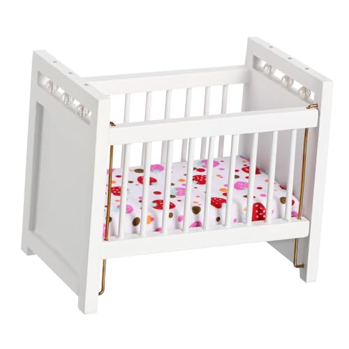 PHENOFICE 1pc Mini Krippe Puppenhaus Spielzeug Realistische Baby Puppe Bett Miniatur Weiß Mini Möbel Modell für Jungen und Mädchen PHENOFICE 1pc Mini Krippe Puppenhaus Spielzeug Realistische Baby Puppe Bett Miniatur Weiß Mini Möbel Modell für Jungen und Mädchen von PHENOFICE