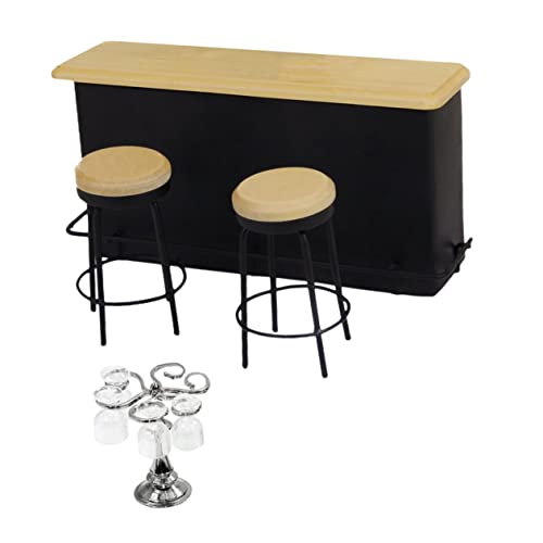 PHENOFICE Miniatur Bar Theke Set Puppenhaus Zubehör Miniaturhaus Dekoration Detailreiches Modell Mit Gläsern Und Barhockern Für Kreatives Und Dekoration PHENOFICE Miniatur Bar Theke Set Puppenhaus Zubehör Miniaturhaus Dekoration Detailreiches Modell Mit Gläsern Und Barhockern Für Kreatives Und Dekoration von PHENOFICE