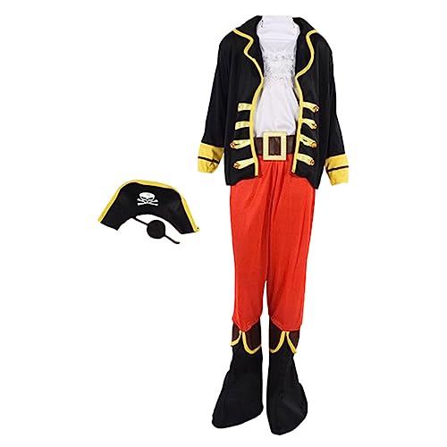 PHENOFICE Halloween-Piraten Kostüm Pirat Kinder Piratenkostü Für 1 Set Mit Piratenhut Und Umhang Für Halloween Karneval Oder Fasching Größe l 125cm 135cm Ideal Für Kostümparty Und Rollenspiele PHENOFICE Halloween-Piraten Kostüm Pirat Kinder Piratenkostü Für 1 Set Mit Piratenhut Und Umhang Für Halloween Karneval Oder Fasching Größe l 125cm 135cm Ideal Für Kostümparty Und Rollenspiele von PHENOFICE