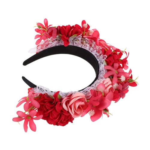 PHENOFICE Roter Blumenhaarreif für Damen Inspirierter Kopfschmuck für Kostüme und Feiertage Leichtes Blumenkranz Accessoire für Halloween und Partys PHENOFICE Roter Blumenhaarreif für Damen Inspirierter Kopfschmuck für Kostüme und Feiertage Leichtes Blumenkranz Accessoire für Halloween und Partys von PHENOFICE