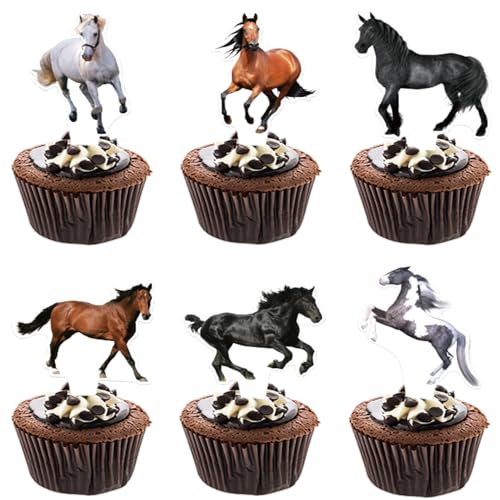 Pferdegeburtstagsdekorationen, Kindergeburtstagsdekoration Pferde, Cupcake-Topper, Pferderennen-Kuchentopper, Kindergeburtstagspferde, geeignet für Pferde-Mottopartys, 36 Stück Pferdegeburtstagsdekorationen, Kindergeburtstagsdekoration Pferde, Cupcake-Topper, Pferderennen-Kuchentopper, Kindergeburtstagspferde, geeignet für Pferde-Mottopartys, 36 Stück von PHIEZC