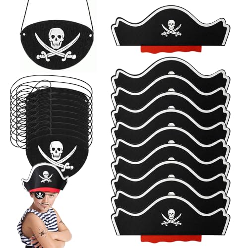 Piratenhüte für Kinder, 20 Stück Piratenzubehör, 10 Stück Piratenhüte, 10 Stück Piratenaugenklappen, Piratendekoration für Kindergeburtstag, Piratenparty, Piraten-Kindergeburtstags-Dekorationsset Piratenhüte für Kinder, 20 Stück Piratenzubehör, 10 Stück Piratenhüte, 10 Stück Piratenaugenklappen, Piratendekoration für Kindergeburtstag, Piratenparty, Piraten-Kindergeburtstags-Dekorationsset von PHIEZC
