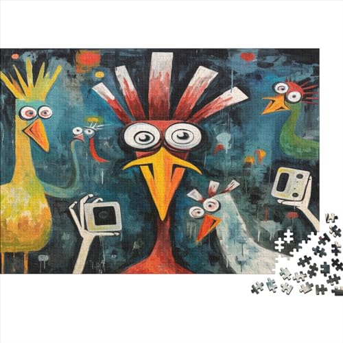 Chicken Erwachsene Puzzles 300 Teile Abstract Art Wohnkultur Geburtstag Geschicklichkeitsspiel Für Die Ganze Familie Lernspiel Stress Relief 300pcs (40x28cm) von PHLEPS