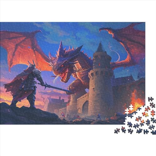 European Dragon Für Erwachsene 300 Teile Mythical Creature Puzzles Family Challenging Games Geburtstag Lernspiel Wohnkultur Stress Relief 300pcs (40x28cm) von PHLEPS