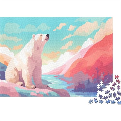 Polar Bear Erwachsener Puzzle 1000 Teile Classic Colorful StylePuzzles DIY Kit Holzspielzeug Unique Gift Home Decorfür Die Ganze Familie 1000pcs (75x50cm) von PHLEPS