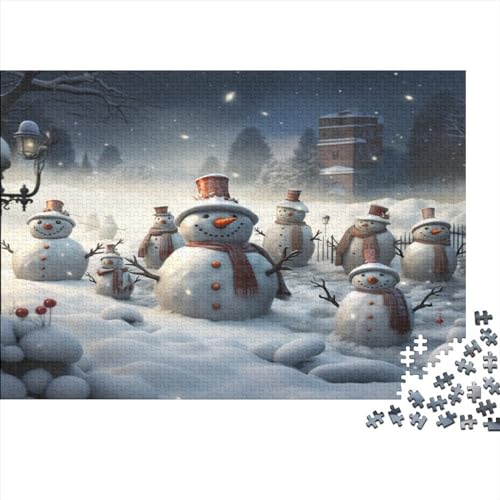 Snowman Puzzle 500 Teile Winter Scenery Erwachsene Geschicklichkeitsspiel Für Die Ganze Familie Home Decor Geburtstag Lernspiel Stress Relief 500pcs (52x38cm) von PHLEPS