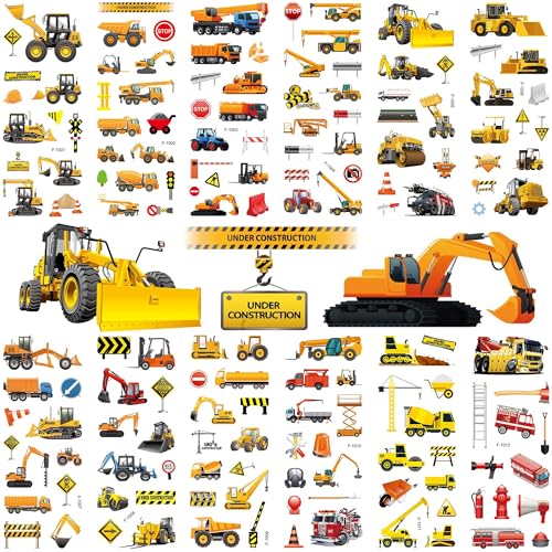 PHOGARY 36 Blätter (450+) Baustelle Aufkleber für Kinder 3D Bagger Sticker für Kleinkinder, Kinder Geburtstag Geschenke geschwollen Stickers für Jungen Mädchen von PHOGARY