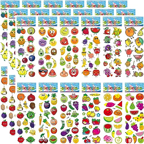PHOGARY 36 Blätter (500+) Sticker Kinder Aufkleber Kleinkinder, 3D Puffy geschwollene Stickers, Jungen Mädchen lustige Kawaii Früchte Gemüse Sticker für Lehrer Belohnung DIY Scrapbooking Dekoration von PHOGARY