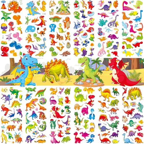 PHOGARY 36 Blätter (550+) Dino Aufkleber 3D Dinosaurier Sticker für Kinder & Kleinkinder, Lustige Sticker für Mädchen Junge Weihnachten Kindertag Geschenke Geburtstagsgeschenk von PHOGARY