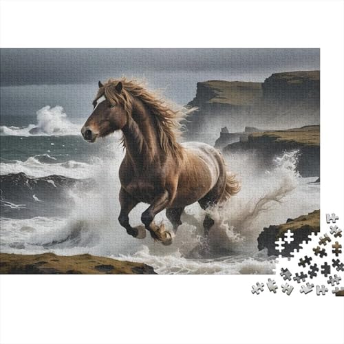A Running Pferd 1000 Teile Puzzle Für Erwachsene Tiere Impossible Puzzle Clevere Rätsel Weihnachtspuzzle 1000pcs (75x50cm) von PHQAZWSXE
