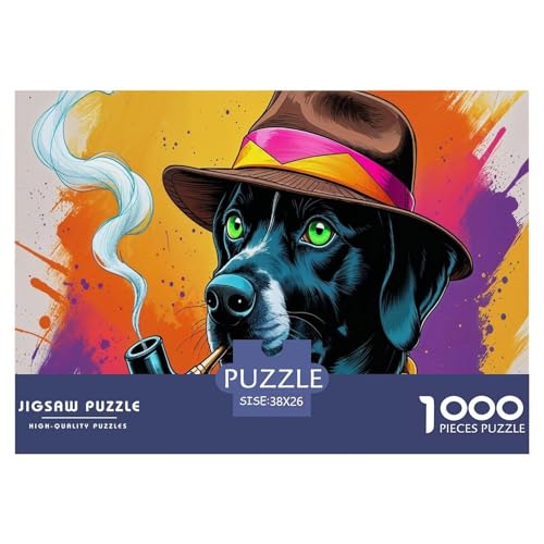 A Smoking Hund 1000 Teile Puzzle Für Die Ganze Familie Tiere Erwachsenenpuzzle Clevere Rätsel Geschenk 38x26cm/1000pcs von PHQAZWSXE