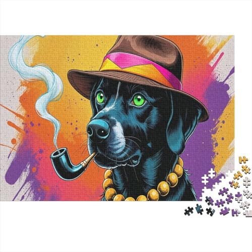 A Smoking Hund 1000 Teile Puzzle Für Die Ganze Familie interessant Erwachsenenpuzzle Geschicklichkeitsspiel Geschenk 1000pcs (75x50cm) von PHQAZWSXE