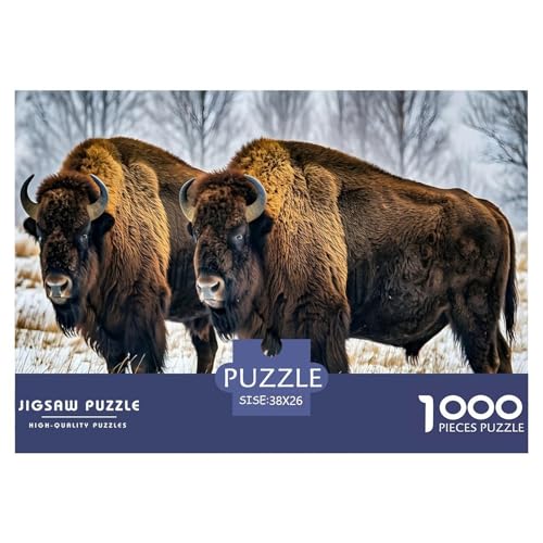 Amerikanischer Bison Puzzle 1000 Teile Für Erwachsene Tiere Erwachsenenpuzzle Geschicklichkeitsspiel GescHühnerk 38x26cm/1000pcs von PHQAZWSXE