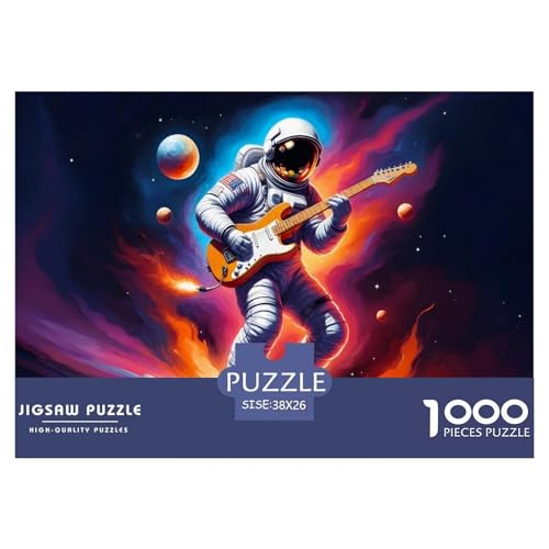 Astronauten Spielen Gitarre 1000 Teile Puzzle Für Erwachsene Und Kinder interessant Impossible Puzzle Geschicklichkeitsspiel Weihnachtspuzzle 38x26cm/1000pcs von PHQAZWSXE