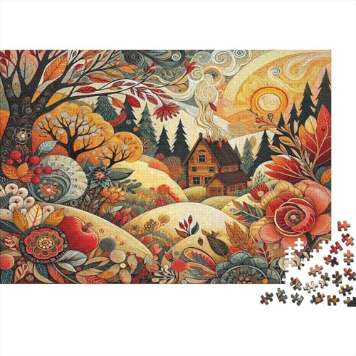 Autumn-Landschaft Puzzle 1000 Teile Für Erwachsene interessant Impossible Puzzle Clevere Rätsel Weihnachtspuzzle 1000pcs (75x50cm) von PHQAZWSXE
