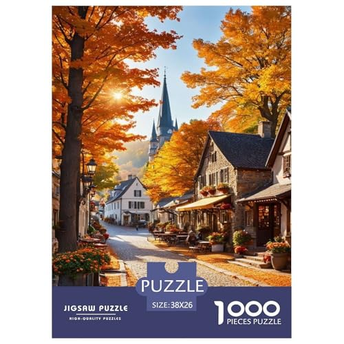Autumn Stadt Puzzle 1000 Teile Für Erwachsene Und Kinder interessant Erwachsenenpuzzle Geschicklichkeitsspiel Geschenk 38x26cm/1000pcs von PHQAZWSXE