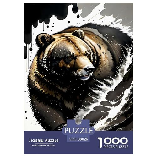 Bären Puzzle 1000 Teile Für Die Ganze Familie Tiere Erwachsenenpuzzle Geschicklichkeitsspiel Geschenk 38x26cm/1000pcs von PHQAZWSXE