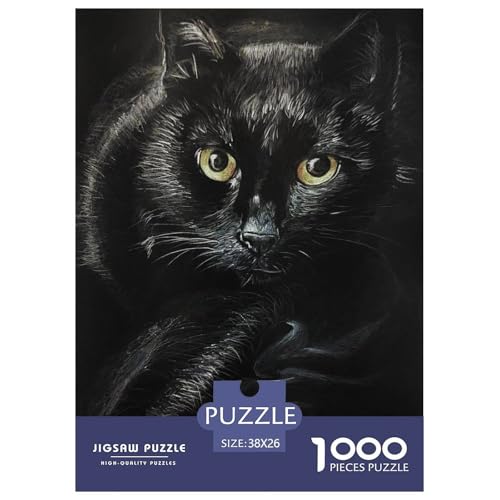 Black-Katze 1000 Teile Puzzle Für Die Ganze Familie Tiere Erwachsenenpuzzle Geschicklichkeitsspiel GescHühnerk 38x26cm/1000pcs von PHQAZWSXE