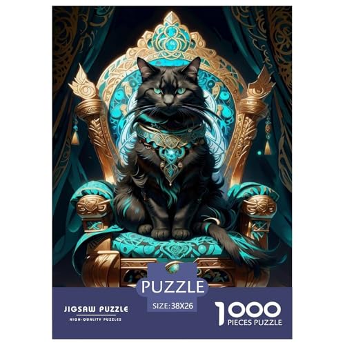Black Katze 1000 Teile Puzzle Für Erwachsene Und Kinder Tiere Impossible Puzzle Geschicklichkeitsspiel Weihnachtspuzzle 38x26cm/1000pcs von PHQAZWSXE