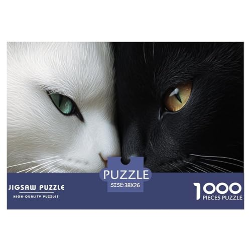 Black Katze and White Katze Puzzle 1000 Teile Für Erwachsene Tiere Erwachsenenpuzzle Geschicklichkeitsspiel Weihnachtspuzzle 38x26cm/1000pcs von PHQAZWSXE