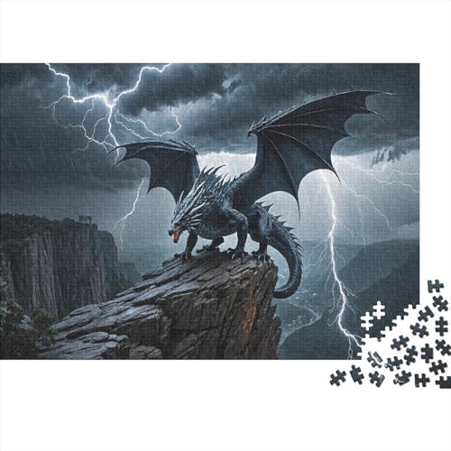 Blitz und Drache 1000 Teile Puzzle Für Erwachsene interessant Erwachsenenpuzzle Geschicklichkeitsspiel Geschenk 1000pcs (75x50cm) von PHQAZWSXE