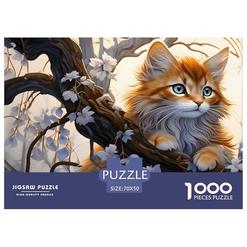 Blossom-Katze 1000 Teile Puzzle Für Die Ganze Familie interessant Erwachsenenpuzzle Geschicklichkeitsspiel Geschenk 70x50cm/1000pcs von PHQAZWSXE