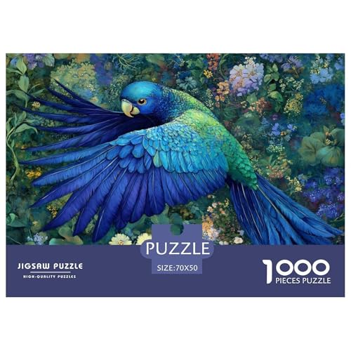 Blue Feathered Papagei 1000 Teile Puzzle Für Erwachsene Tiere Impossible Puzzle Geschicklichkeitsspiel Weihnachtspuzzle 70x50cm/1000pcs von PHQAZWSXE