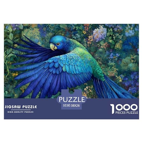 Blue Feathered Papagei Puzzle 1000 Teile Für Erwachsene Tiere Impossible Puzzle Clevere Rätsel Weihnachtspuzzle 38x26cm/1000pcs von PHQAZWSXE