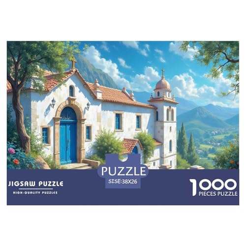 Blue and White Stadt 1000 Teile Puzzle Für Die Ganze Familie persönlich Erwachsenenpuzzle Clevere Rätsel Weihnachtspuzzle 38x26cm/1000pcs von PHQAZWSXE