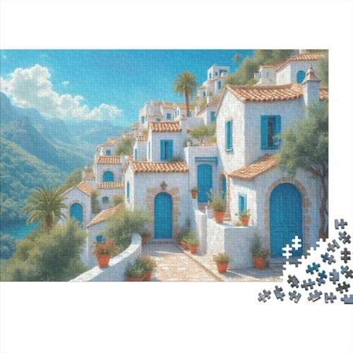 Blue and White Stadt 1000 Teile Puzzle Für Erwachsene Und Kinder interessant Erwachsenenpuzzle Geschicklichkeitsspiel Weihnachtspuzzle 1000pcs (75x50cm) von PHQAZWSXE