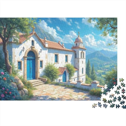 Blue and White Stadt Puzzle 1000 Teile Für Erwachsene interessant Erwachsenenpuzzle Geschicklichkeitsspiel Weihnachtspuzzle 1000pcs (75x50cm) von PHQAZWSXE