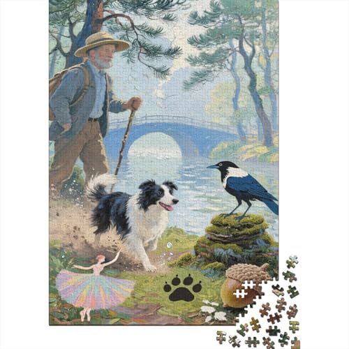 Border Collie Puzzle 1000 Teile Für Erwachsene Und Kinder Der Border Collie im Freien Erwachsenenpuzzle Geschicklichkeitsspiel Geschenk 1000pcs (75x50cm) von PHQAZWSXE