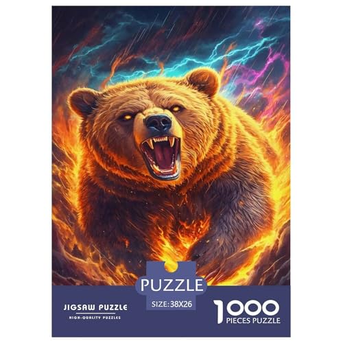 Braun Bär Puzzle 1000 Teile Für Erwachsene Tier Erwachsenenpuzzle Geschicklichkeitsspiel Geschenk 38x26cm/1000pcs von PHQAZWSXE