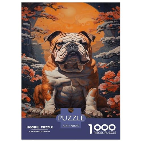BullHund 1000 Teile Puzzle Für Die Ganze Familie Tier Impossible Puzzle Clevere Rätsel Geschenk 70x50cm/1000pcs von PHQAZWSXE