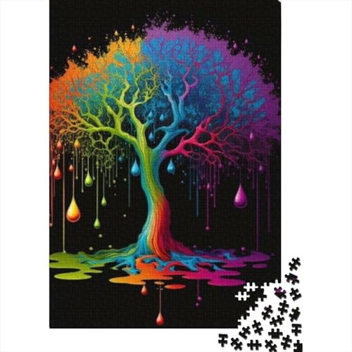 Colorful Baums 1000 Teile Puzzle Für Erwachsene interessant Impossible Puzzle Clevere Rätsel Weihnachtspuzzle 1000pcs (75x50cm) von PHQAZWSXE