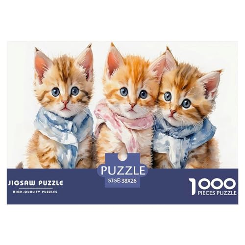 DREI kleine Kätzchen Puzzle 1000 Teile Für Erwachsene Und Kinder interessant Erwachsenenpuzzle Geschicklichkeitsspiel Weihnachtspuzzle 38x26cm/1000pcs von PHQAZWSXE