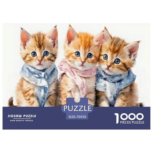 DREI kleine Kätzchen Puzzle 1000 Teile Für Erwachsene interessant Erwachsenenpuzzle Geschicklichkeitsspiel Geschenk 70x50cm/1000pcs von PHQAZWSXE