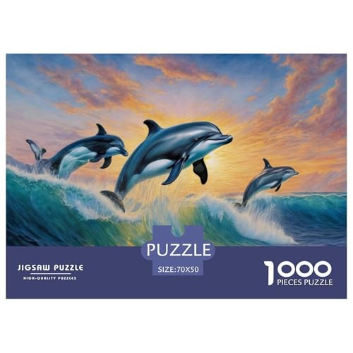 Delphin Puzzle 1000 Teile Für Die Ganze Familie Tiere Impossible Puzzle Geschicklichkeitsspiel GescHühnerk 70x50cm/1000pcs von PHQAZWSXE