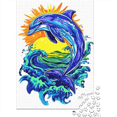 Delphin Puzzle 1000 Teile Für Erwachsene Und Kinder Tier Erwachsenenpuzzle Geschicklichkeitsspiel Geschenk 1000pcs (75x50cm) von PHQAZWSXE