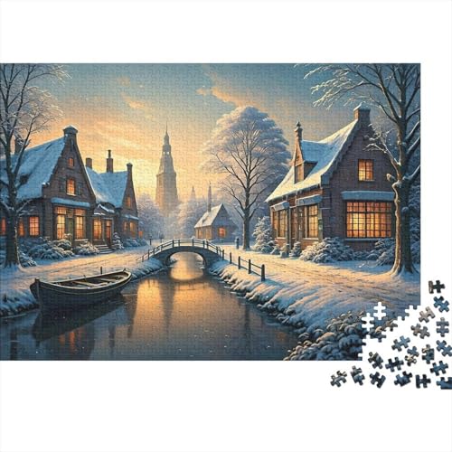Der Winterlandschaft 1000 Teile Puzzle Für Die Ganze Familie interessant Erwachsenenpuzzle Geschicklichkeitsspiel Weihnachtspuzzle 1000pcs (75x50cm) von PHQAZWSXE