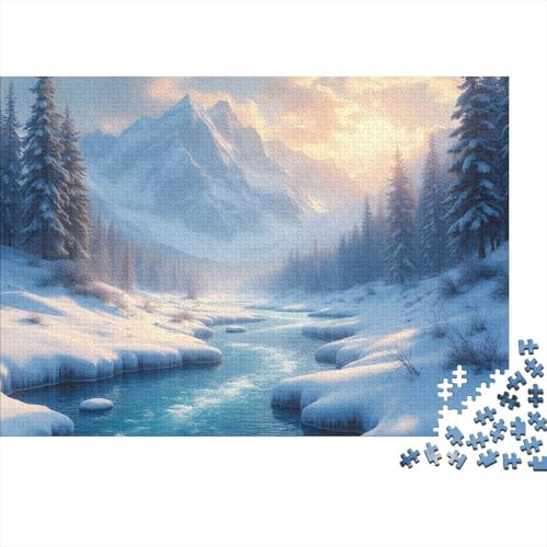 Der Winterlandschaft Puzzle 1000 Teile Für Die Ganze Familie interessant Impossible Puzzle Geschicklichkeitsspiel Weihnachtspuzzle 1000pcs (75x50cm) von PHQAZWSXE