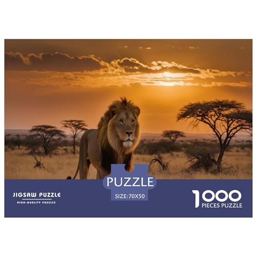 Der männliche Löwe auf dem Grasland Puzzle 1000 Teile Für Erwachsene interessant Impossible Puzzle Geschicklichkeitsspiel Geschenk 70x50cm/1000pcs von PHQAZWSXE