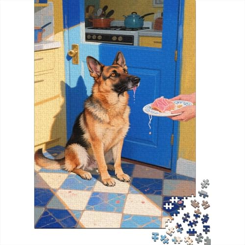 Deutscher Schäferhund Puzzle 1000 Teile Für Erwachsene Deutscher Schäferhund auf Wache Impossible Puzzle Clevere Rätsel Geschenk 1000pcs (75x50cm) von PHQAZWSXE