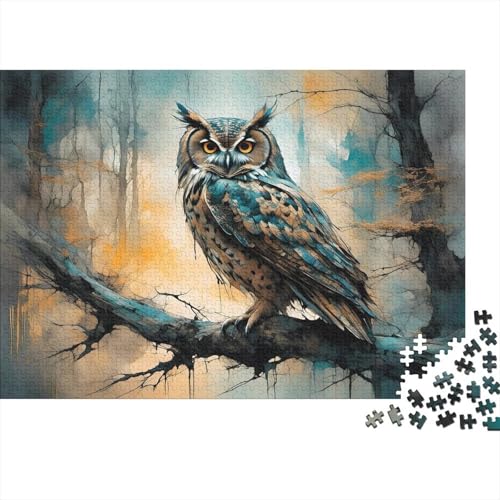 Die Eule auf der AST Puzzle 1000 Teile Für Erwachsene Tiere Impossible Puzzle Geschicklichkeitsspiel Weihnachtspuzzle 1000pcs (75x50cm) von PHQAZWSXE
