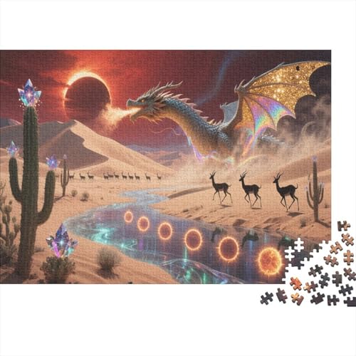 Drache Puzzle 1000 Teile Für Erwachsene Und Kinder Tier Erwachsenenpuzzle Geschicklichkeitsspiel Weihnachtspuzzle 1000pcs (75x50cm) von PHQAZWSXE