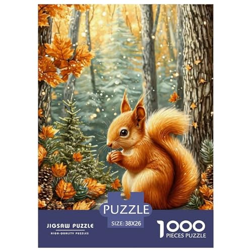 Eichhörnchen 1000 Teile Puzzle Für Die Ganze Familie Tier Erwachsenenpuzzle Clevere Rätsel Weihnachtspuzzle 38x26cm/1000pcs von PHQAZWSXE