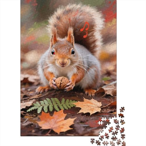 Eichhörnchen Puzzle 1000 Teile Für Erwachsene Und Kinder The Eichhörnchen Among The Fallen Leaves Impossible Puzzle Geschicklichkeitsspiel Weihnachtspuzzle 1000pcs (75x50cm) von PHQAZWSXE