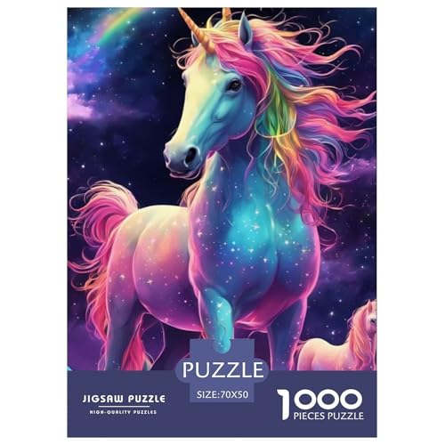 Einhorn 1000 Teile Puzzle Für Die Ganze Familie Tier Erwachsenenpuzzle Clevere Rätsel Weihnachtspuzzle 70x50cm/1000pcs von PHQAZWSXE